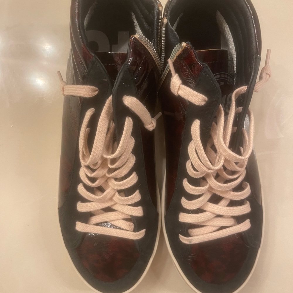🐆P448 Leopard Print, Pink laces Women's Sneakers